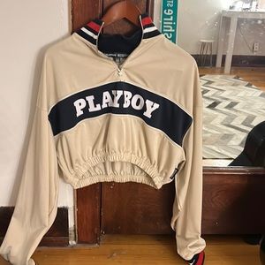 Playboy + misguided cropped quarter zip